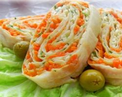 Начинки для рулета из лаваша с колбасой и корейской моркови